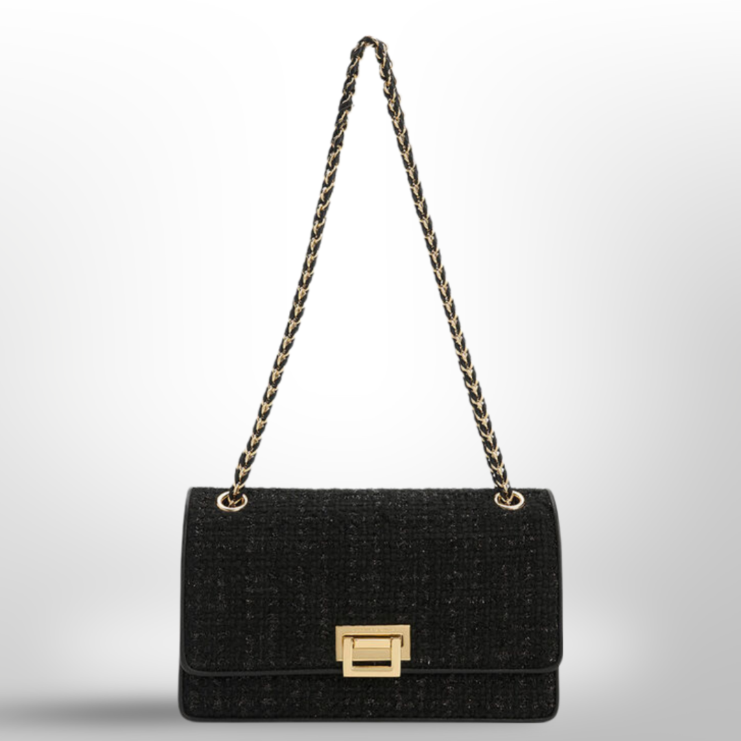 Charles & Keith Everline Tweed Braided-Strap Shoulder Bag